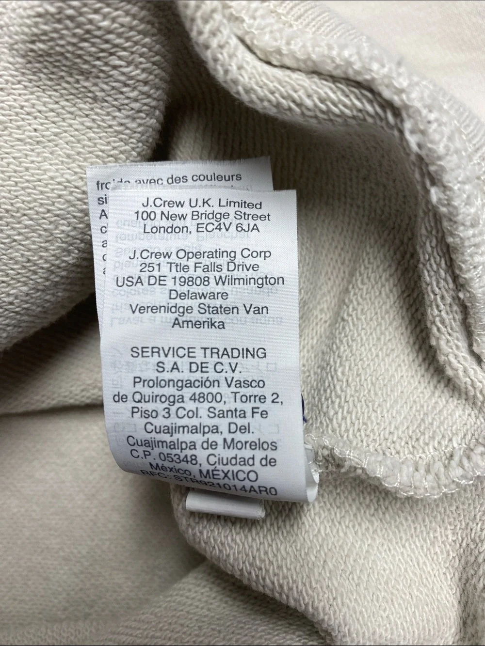 J.Crew Vintage Fleece Henley Sweatshirt Short Sleeve Cream Medium Heritage